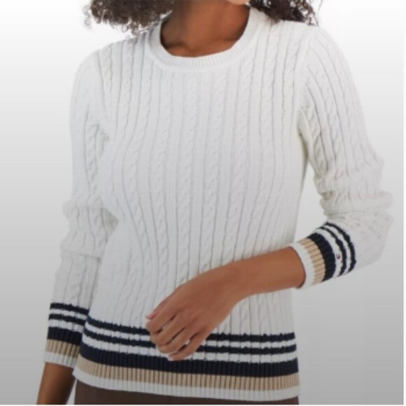 Tommy Hilfiger Women’s Cotton Cable-Knit Sweater – Size Large – Y2K Style - Picture 7 of 7